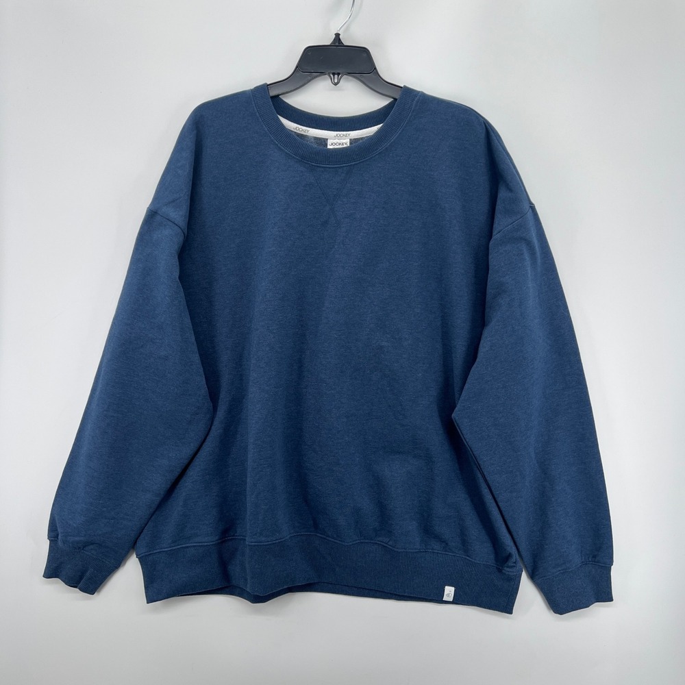 Jockey Mens Crewneck Sweatshirt Blue 3XL Organic Cotton Relaxed Fit Comfort